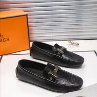 【hot sale】New Hermes~ same style Mens Leather Luxury shoes for men Classic Casual Non-slip Slip-Ons Loafers（black regular shoe box） gift gift Christmas Gift