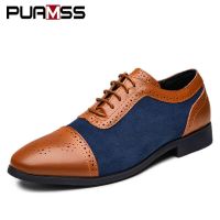 Fashion Business Dress Men Shoes New Suede Leather Mens Formal Oxfords Shoes Comfortable Lace-up Casual Leather Sneakers