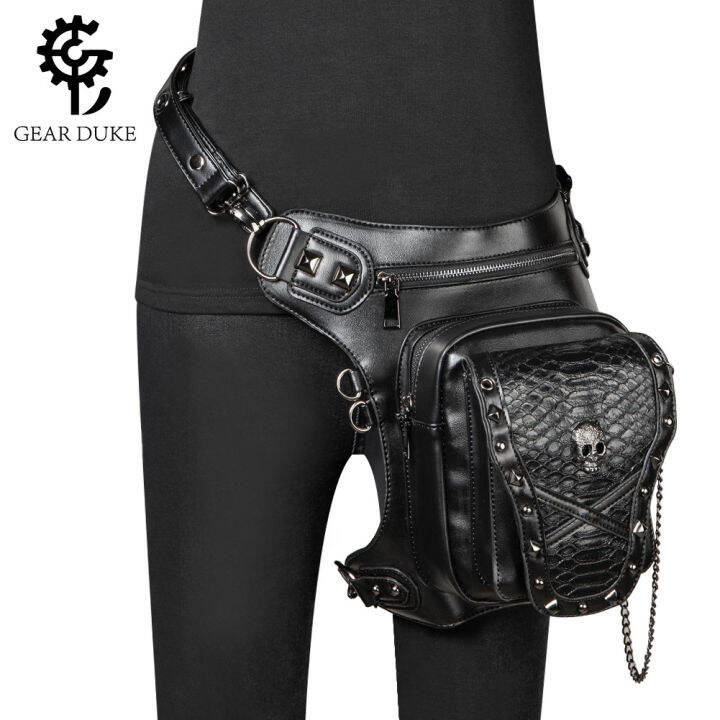 new-bags-female-wholesale-halloween-european-and-american-skull-outdoor-riding-running-bag-rivet-womens-cross-body-bag