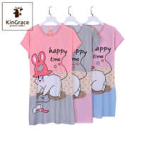 KinGrace-เสื้อยืด ชุดนอนสไตล์เกาหลี ผ้าคอตตอน 100% รุ่น YE-05 พร้อมจัดส่ง มีให้เลือก 4 ลาย