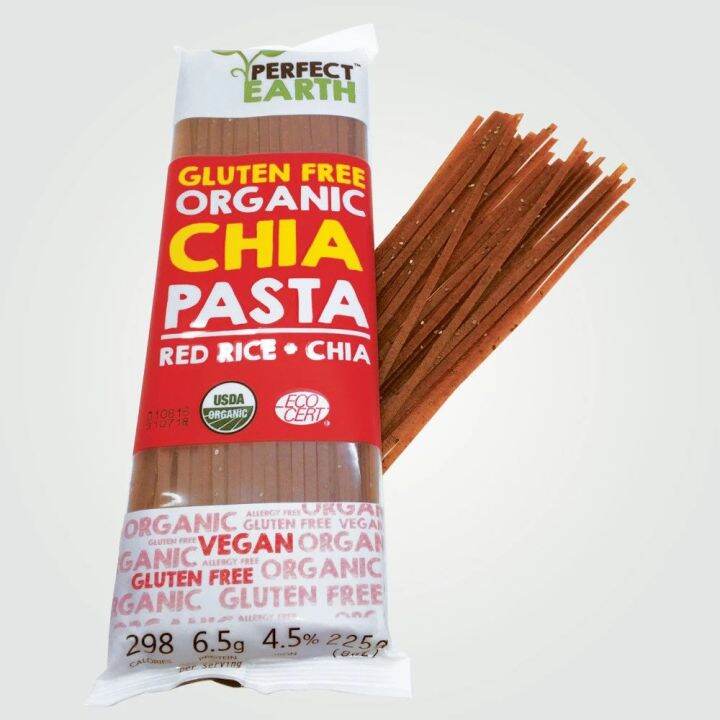 perfect-earth-พาสต้ากลูเตนฟรี-ข้าวแดงผสมเมล็ดเจีย-gluten-free-organic-chia-pasta-red-rice-2x225gm