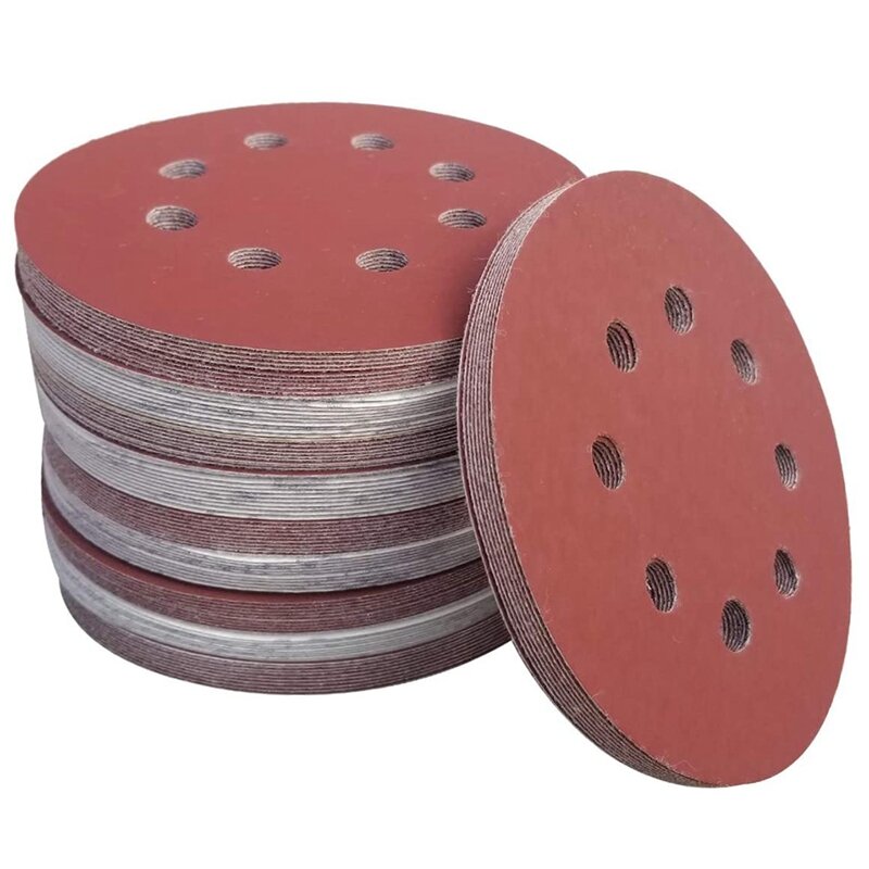 10Pcs 5" 8 Hole Sanding Discs Paper Sandpaper Sheet 60-320 1000 1500 2000 Grit 