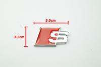 ป้ายโลโก้โลหะโครเมี่ยม/แดง S ขนาด 5.0x3.3cm สำหรับติดรถยนต์ด้านหลังติดเทปกาวสองหน้า