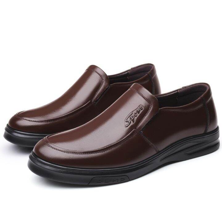 Genuine Leather Shoes Men Slip-on Loafers Cow Leather Mens Casual Shoes  Flat Brand Male Footwear Black Brown Big Size 45 A4866 