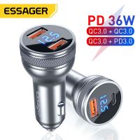 Essager Mini 36W USB ที่ชาร์จแบตในรถชาร์จเร็ว3.0ที่ชาร์จสำหรับไอโฟน14 13 Samsung Xiaomi USB ประเภท C ที่ชาร์จแบตในรถที่ชาร์จสำหรับรถชาร์จแบบเร็ว