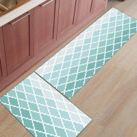 Geometric Blue Green Gradient Turquoise Kitchen Mat Home Entrance Doormat Hallway Bathroom Living Room Anti-Slip Floor Carpet