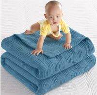 100 Cotton Blanket for Beds King Size Child Spring Summer Thin Quilt Knitted Bedspread Cover Home Ho Blue Gray Sofa Throws