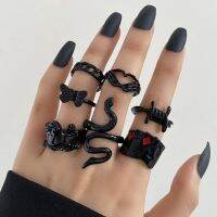 【YF】﹊  7Pcs Personality Folded Combination Female Designer Feels Minority And Rings