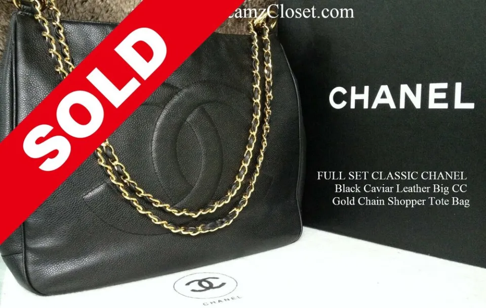 SOLD - FULL SET CLASSIC CHANEL Black Caviar Leather Big CC Gold