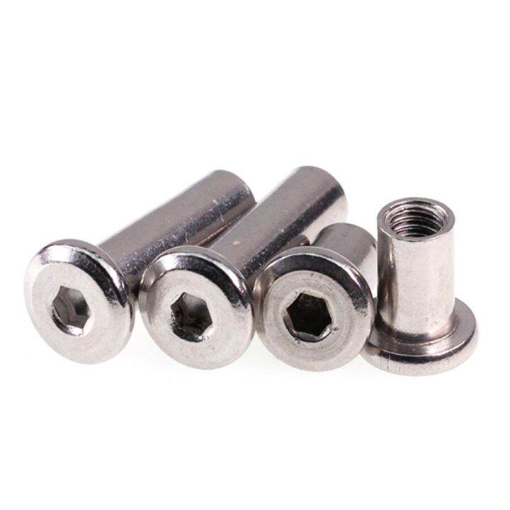 50pcs-lot-m4-m5-m6-m8-m10-stainless-steel-furniture-nut-plywood-dual-screw-fat-head-hexagon-socket-lock-nuts