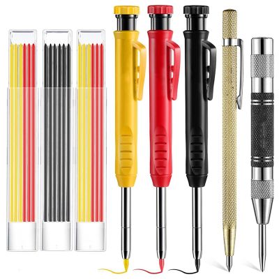 Scriber Marking Tools Carpenter Pencils Set with Automatic Center Punch, Carbide Scribe Tool
