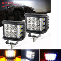 60W LED Pod Lights Flash Trobe Light Dual Side Yellow Blue Red Led Work Light Bar Driving Fog Lamp for Jeep 4x4 Off Road Truck