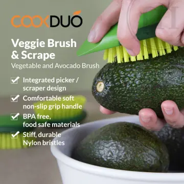 Vegetable Cleaner Brush Fruit Scrubber Brush Good Grip Long handle Food  Cleaning Brush Multifunctional Kitchen Gadgets with Peeler Veggie Wash  Brush