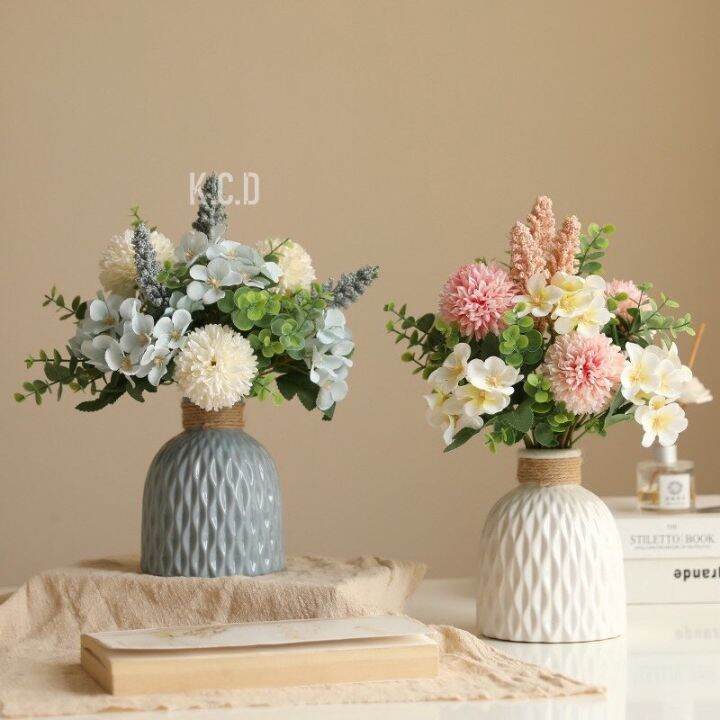 Table Centerpieces Dinning Fake Flowers in Vase Ceramics,Artificial ...