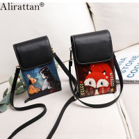 Alirattan Cartoon Print Cell Phone Bag Fashion Shoulder Messenger Bag Women Card Pack Bagts Hanging Neck Credit Card Holder