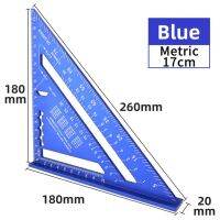 ไม้บรรทัดสามเหลี่ยมไม้ไม้บรรทัดสี่เหลี่ยมขนาด7นิ้วสำหรับช่างไม้ชุดอลูมิเนียมอัลลอยด์วัดมุมไม้ไม้บรรทัดสี่เหลี่ยมกฎสามเหลี่ยม