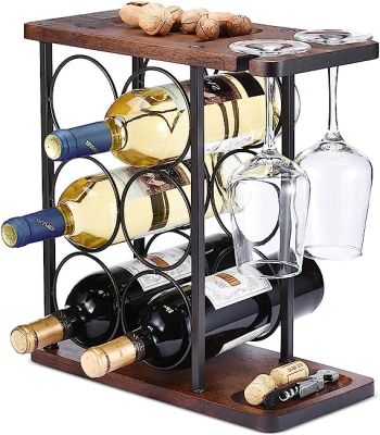 ชั้นวางไวน์ ที่วางไวน์แบบตั้งโต๊ะ Wine Rack Free Standing ชั้นวางไวน์ 3 ขวด 3 ชั้น สำหรับห้องครัว, ห้องเก็บไวน์, บาร์, เคาน์เตอร์