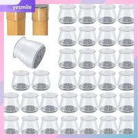 YESMILE 32 Pcs ซิลิโคนทำจากซิลิโคน ตัวป้องกันขาเก้าอี้ รู้สึกเหมือนอยู่ โปร่งใสโปร่งใส ตัวป้องกันขาเก้าอี้สตูล ทนทานต่อการใช้งาน กลมกลมๆ หมวกคลุมขาเก้าอี้ พื้นไม้เนื้อแข็ง