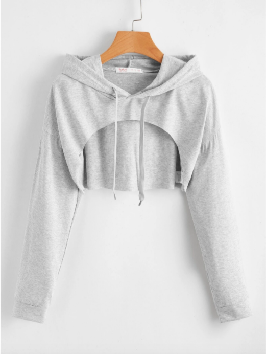 Heathered Knit Cutout Drawstring Hoodie | Lazada PH