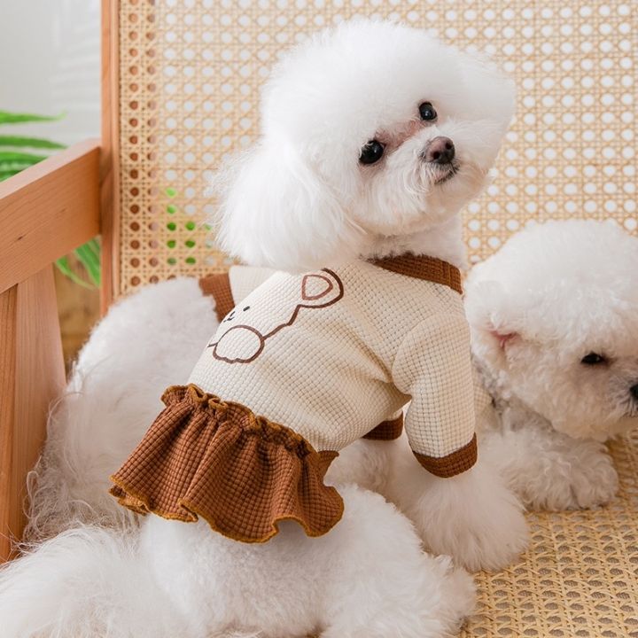 ชุดเสื้อเชิ้ต-กระโปรงวาฟเฟิล-น่ารัก-สําหรับสัตว์เลี้ยง-สุนัข-แมว-ชิวาวาวาวาวาวาวาวา-ยอร์กี