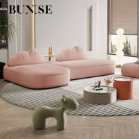 Bunise sofa เบาะนุ่ม ห้องนั่งเล่น ทันสมัย 4ที่นั่ง  LShape KFS-GSR070 Teddy velvet fabric sofa 350 x 110 x 80CM