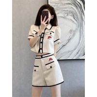 Womens two-piece sports set, short sleeved shirt+tattered pleated skirt, golf casual dress, summer, 2023