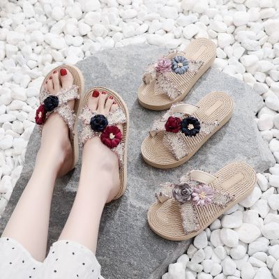 / southeast amorous feelings of shoes sweet summer vacation seaside cross wears outside drag female flowers wedge sandals