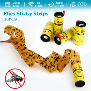 24 PCS Fly Trap Sticky,Fly Strips Indoor Sticky Hanging for Flying Plant  Insect, Sticky Fly Ribbons,Fly Paper Strips 