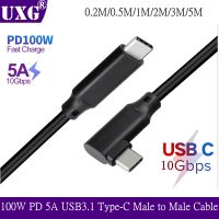 100W PD 5A Curved USB3.1 Type C Male To Male Cable 4K 60Hz 10Gbps USB C Gen 2 Cord For VR Mac Pro Nintendo Oculus Quest 1 2 VR