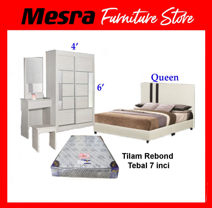 New Bedroom set with wardrobe+queen divan bedframe+dressing table / Set