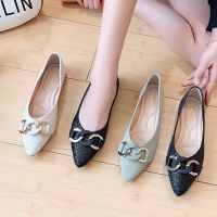 【CW】 Single Shoe Female 2021 New Han Version Beef Tendon Spring and Summer Shallow Mouth Flat Pointed Soft Sole Women  39;s Shoes