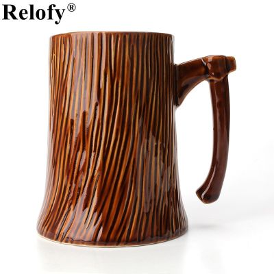600ml Large Capacity Stump Axe Ceramic Mug Creative Office Mug Beer Mug Mugs Coffee Cups