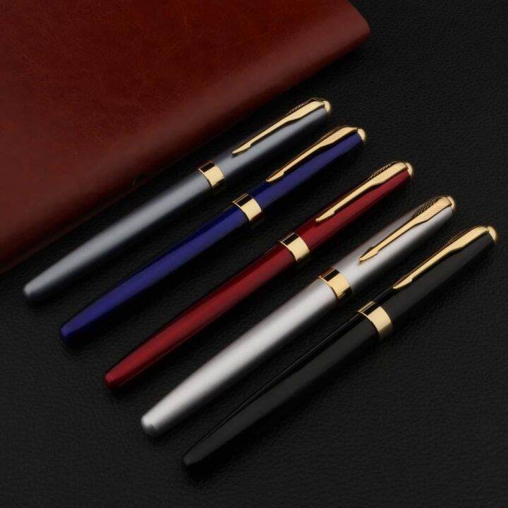 business-fountain-pen-gifts-metal-black-golden-student-fountain-pen-stationery-office-school-supplies-pens-writing-tools