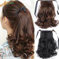 Allaosify Brown Black Heat Resistant Synthetic Pony Tail Hair Extensions Drawstring Ponytail 12" Wig  Hair Extensions  Pads