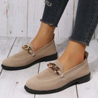 Flying weaving soft-soled peas shoes womens 2022 spring and autumn new thick-soled slip-on knitted breathable comfortable chain loafers