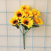 【DT】 hot  Artificial Sunflower 7 Heads Simulation Big Sun Flower Bouquet Silk Fake Flower Wedding Pastoral Arrangements Party Home Decor