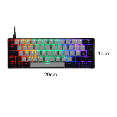 T60 Mechanical Gaming Keyboard Blue Switch 62 Keys USB Wired Gaming Keyboard with 18 RGB Lights Effect for Desktop PC Gamer