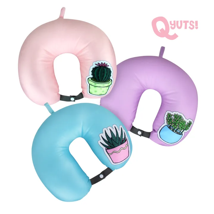 Qyuts! Microbeads Travel Neck Pillow Succulent Design, Ushaped, Neck