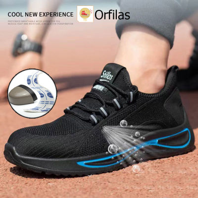 Orfilas 🚛🚛รองเท้านิรภัยระบายอากาศตาข่ายทอบิน, รองเท้าทำงานพื้นยางกันลื่นและป้องกันการชน, รองเท้ากีฬาฤดูร้อน, รองเท้าผู้ชายลำลอง Unisex 36-46!!