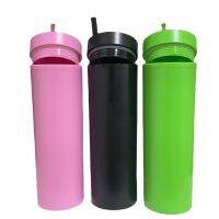 16 oz sports cup straight sippy cups cross-border amazon spot SKINNY double-layer plastic frosted glass --ydsb230731◇