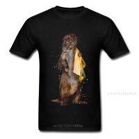 2018 Cute Otter T-Shirt Black T Shirts For Men Short Sleeve Summer Custom Group Clothing Art Painting Animal 【Size S-4XL-5XL-6XL】