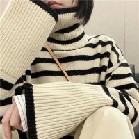 Autumn and winter new striped slit knit sweater women 2021 Korean long sleeve pullover all-match wear top harajuku sweater