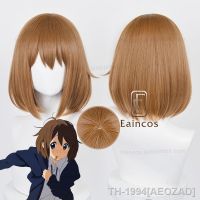 AEOZAD อะนิเมะ K-ON Yui Hirasawa คอสเพลย์วิกผมคอสเพลย์วิกผม curtas castanho claro cabelo sintético resistente ao calor festa de ฮาโลวีนคอสเพลย์ 33 ซม.