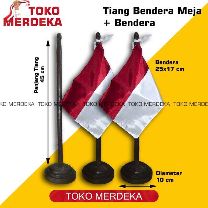 Bendera Meja Dan Tiang Kayu Bendera Merah Putih Meja Bendera Meja