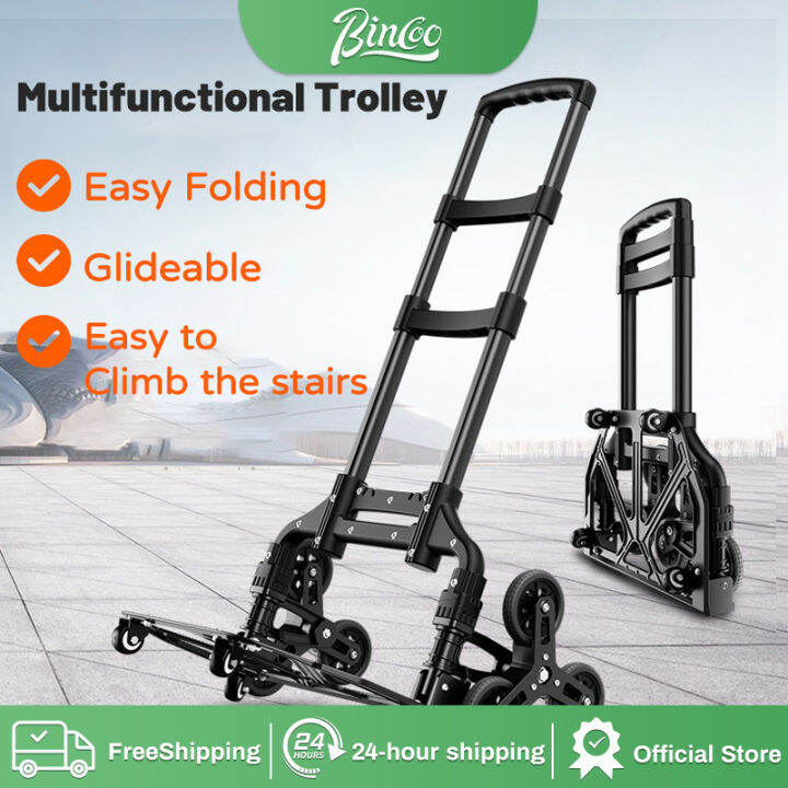 【COD】150kg Folding Trolley Stair Climbing Luggage Cart Portable Folding ...