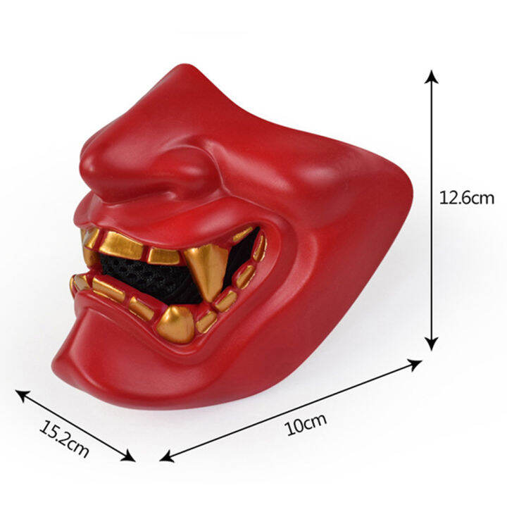 เพนท์บอลยุทธวิธีทางทหารเหมือนครึ่งหน้ากากซามูไร-hannya-horror-skull-ฮาโลวีนล่าสัตว์ป้องกันครึ่งหน้ากาก