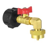 QCC1 Propane Refill Elbow Adapter Brass Regulator with ON-Off Control Valve LP Gas Refill Camping BBQ Grill 1LB Tank Cylinder