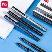 Deli ปากกาอุปกรณ์นักเรียนโรงเรียนเครื่องเขียนของเหลวคุณภาพสูงปากกาด้ามไม้ปากกาลูกลื่นหมึกดำแห้งเร็วขนาด0.5มม.