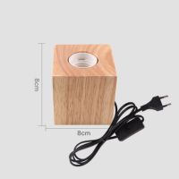 Vintage Table Lamp Base E27 Socket Wooden Beside Desk Lamp Holder EU Plug Retro Wood Decoration Table Lamp for Living Room Hotel