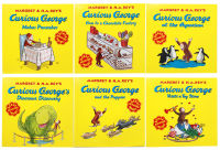 Original English genuine current George around town CURIOUS GEORGE Monkey 6 six volume gift box Margret Rey H. A. Rey paperback picture book for children aged 3-6